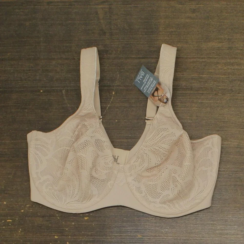 Bali Womens Underwire Coolest Smoothing Moisture-Wicking Bra Almond Brown 42DD